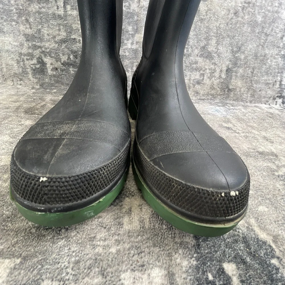 Gumboots Mens 11 Waterproof Boots Black Rubber Green Sole Work Rain Outdoor